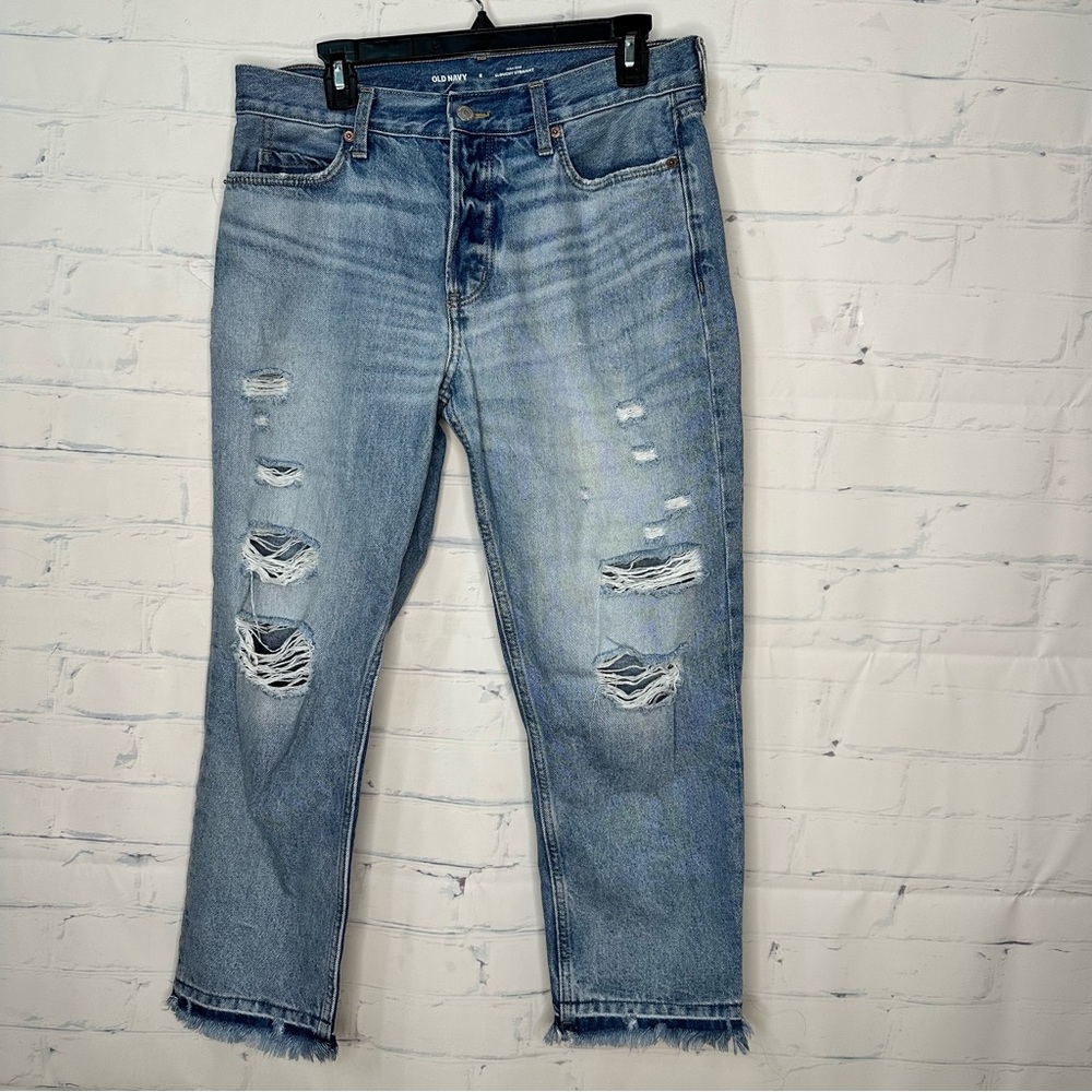 Women’s Old Navy size 8 high rise slouchy straight‎ jeans
